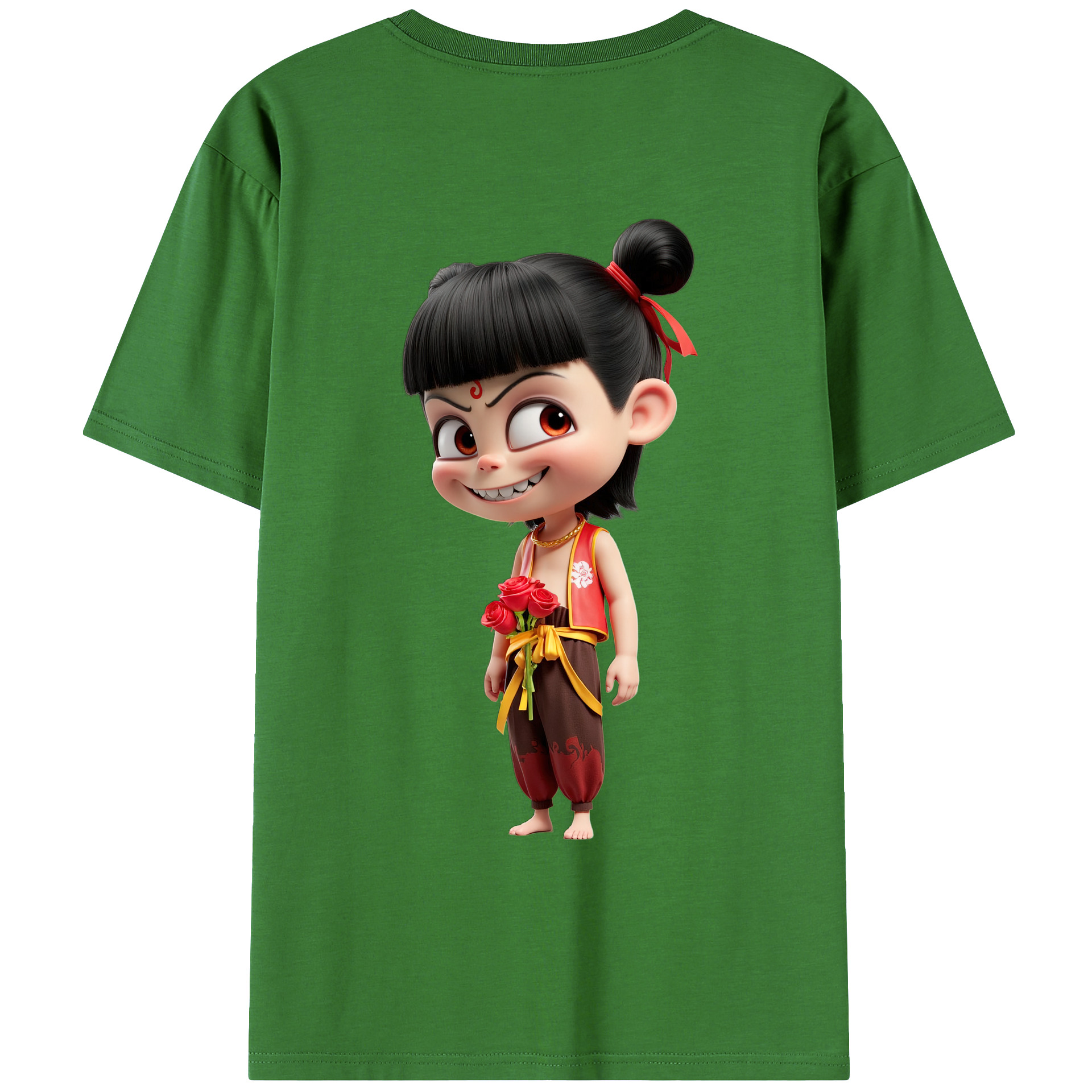 （画像用） Ne Zha 2 ナタ 魔童の大暴れ レディース半袖Tシャツ(バックプリント)